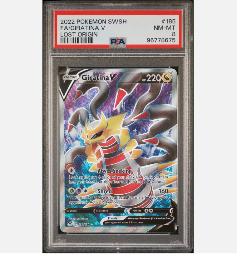 POKEMON: SWORD & SHIELD LOST ORIGIN #185 FULL ART/GIRATINA V PSA 8 LEGENDARY LOOT POKEMON: SWORD & SHIELD LOST ORIGIN #185 FULL ART/GIRATINA V PSA 8 LEGENDARY LOOT